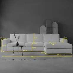 Mangohoutonline Bank Uno 3-zits Rechts Geweven Ivoor PEPP