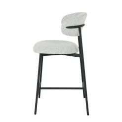 Mangohoutonline Barkruk Laon Beige met zwart onderstel Mahom