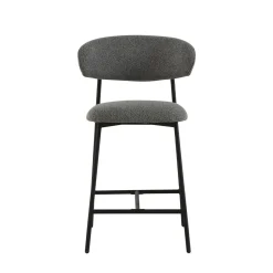 Mangohoutonline Barkruk Laon Donkergrijs met zwart onderstel Mahom