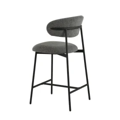 Mangohoutonline Barkruk Laon Donkergrijs met zwart onderstel Mahom