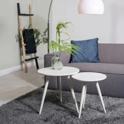 Mangohoutonline Bijzettafel Daven Wit (set van 2) Jacob Jenzens