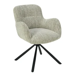 Mangohoutonline Eetkamerstoel Albi Lichtgrijs met zwart onderstel Mahom