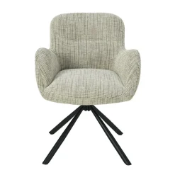 Mangohoutonline Eetkamerstoel Albi Lichtgrijs met zwart onderstel Mahom