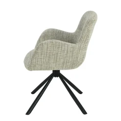 Mangohoutonline Eetkamerstoel Albi Lichtgrijs met zwart onderstel Mahom