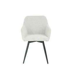 Mangohoutonline Eetkamerstoel Amiens Beige Bouclé stof met zwart onderstel Mahom