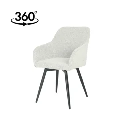 Mangohoutonline Eetkamerstoel Amiens Beige Bouclé stof met zwart onderstel Mahom