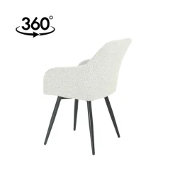 Mangohoutonline Eetkamerstoel Amiens Beige Bouclé stof met zwart onderstel Mahom