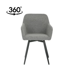 Mangohoutonline Eetkamerstoel Amiens Donkergrijs Bouclé stof met zwart onderstel Mahom