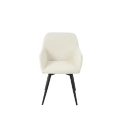Mangohoutonline Eetkamerstoel Amiens Wit Bouclé stof met zwart onderstel Mahom