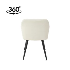 Mangohoutonline Eetkamerstoel Amiens Wit Bouclé stof met zwart onderstel Mahom