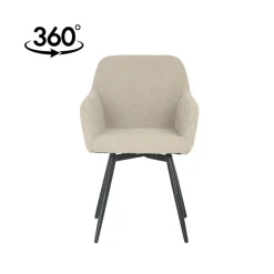 Mangohoutonline Eetkamerstoel Amiens Zand Bouclé stof met zwart onderstel Mahom