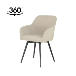 Mangohoutonline Eetkamerstoel Amiens Zand Bouclé stof met zwart onderstel Mahom