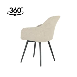 Mangohoutonline Eetkamerstoel Amiens Zand Bouclé stof met zwart onderstel Mahom