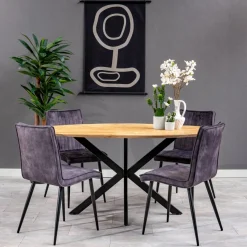 Mangohoutonline Eetkamerstoel Angers Antraciet met zwart onderstel Mahom