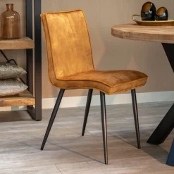 Mangohoutonline Eetkamerstoel Angers Cognac met zwart onderstel Mahom