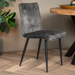 Mangohoutonline Eetkamerstoel Angers Donkergroen met zwart onderstel Mahom