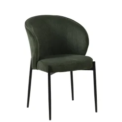 Mangohoutonline Eetkamerstoel Avignon Donkergroen met zwart onderstel Mahom