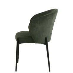 Mangohoutonline Eetkamerstoel Avignon Donkergroen met zwart onderstel Mahom