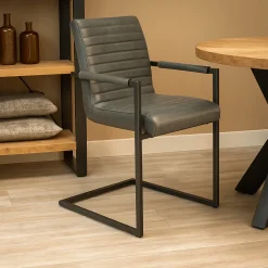 Mangohoutonline Eetkamerstoel Caen Antraciet met zwart onderstel Mahom