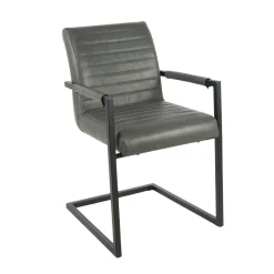 Mangohoutonline Eetkamerstoel Caen Antraciet met zwart onderstel Mahom