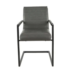 Mangohoutonline Eetkamerstoel Caen Antraciet met zwart onderstel Mahom