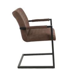 Mangohoutonline Eetkamerstoel Caen Bruin met zwart onderstel Mahom