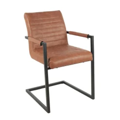 Mangohoutonline Eetkamerstoel Caen Cognac met zwart onderstel Mahom