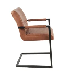 Mangohoutonline Eetkamerstoel Caen Cognac met zwart onderstel Mahom