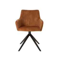 Mangohoutonline Eetkamerstoel Cannes Cognac met zwart onderstel Mahom