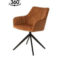 Mangohoutonline Eetkamerstoel Cannes Cognac met zwart onderstel Mahom