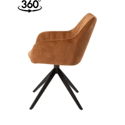 Mangohoutonline Eetkamerstoel Cannes Cognac met zwart onderstel Mahom