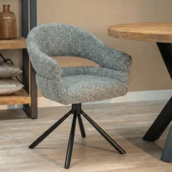 Mangohoutonline Eetkamerstoel Chinon Donkergrijs met zwart onderstel Mahom