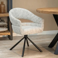 Mangohoutonline Eetkamerstoel Chinon Lichtgrijs met zwart onderstel Mahom