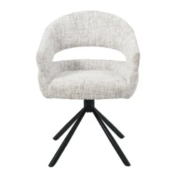 Mangohoutonline Eetkamerstoel Chinon Lichtgrijs met zwart onderstel Mahom