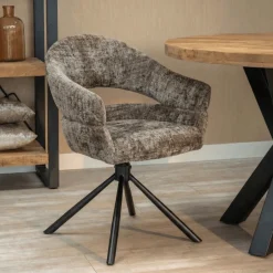 Mangohoutonline Eetkamerstoel Chinon Taupe met zwart onderstel Mahom