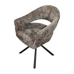 Mangohoutonline Eetkamerstoel Chinon Taupe met zwart onderstel Mahom