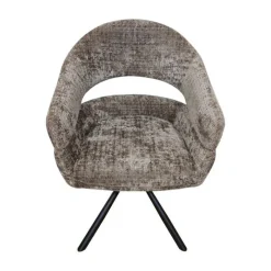 Mangohoutonline Eetkamerstoel Chinon Taupe met zwart onderstel Mahom