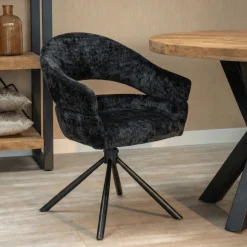 Mangohoutonline Eetkamerstoel Chinon Zwart met zwart onderstel Mahom