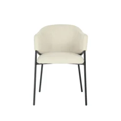 Mangohoutonline Eetkamerstoel Dijon Beige met zwart onderstel Mahom
