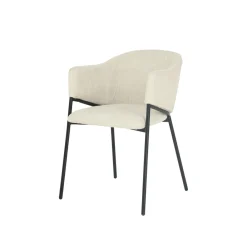 Mangohoutonline Eetkamerstoel Dijon Beige met zwart onderstel Mahom