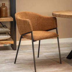 Mangohoutonline Eetkamerstoel Dijon Cognac met zwart onderstel Mahom