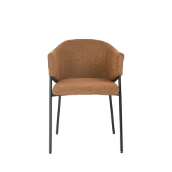 Mangohoutonline Eetkamerstoel Dijon Cognac met zwart onderstel Mahom