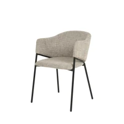 Mangohoutonline Eetkamerstoel Dijon Zand met zwart onderstel Mahom