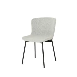 Mangohoutonline Eetkamerstoel Lille Beige Bouclé stof met zwart onderstel Mahom