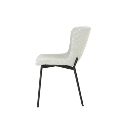 Mangohoutonline Eetkamerstoel Lille Beige Bouclé stof met zwart onderstel Mahom