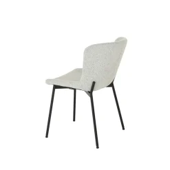 Mangohoutonline Eetkamerstoel Lille Beige Bouclé stof met zwart onderstel Mahom