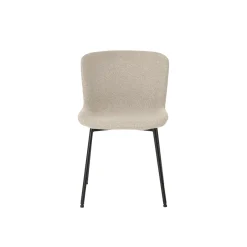 Mangohoutonline Eetkamerstoel Lille Zand Bouclé stof met zwart onderstel Mahom