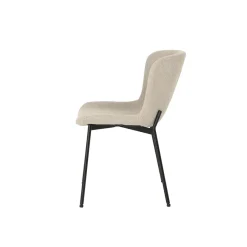 Mangohoutonline Eetkamerstoel Lille Zand Bouclé stof met zwart onderstel Mahom