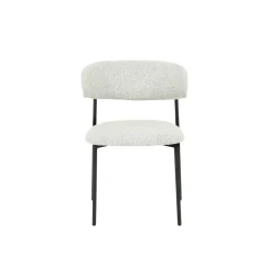 Mangohoutonline Eetkamerstoel Metz Beige Bouclé stof met zwart onderstel Mahom