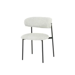 Mangohoutonline Eetkamerstoel Metz Beige Bouclé stof met zwart onderstel Mahom